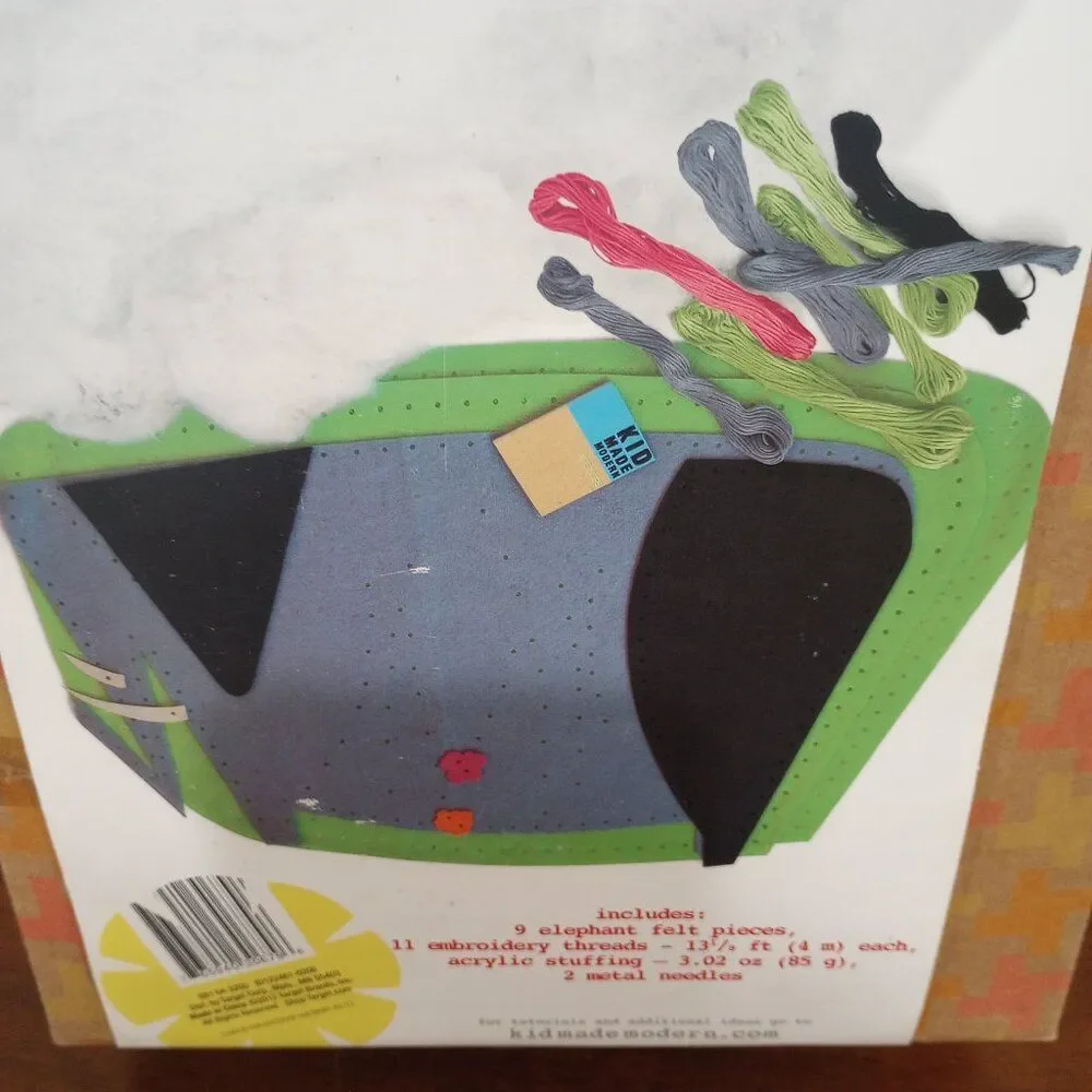 Kid Made Modern Creature Cushion Kit New Elephant Embroidery Craft NEW!